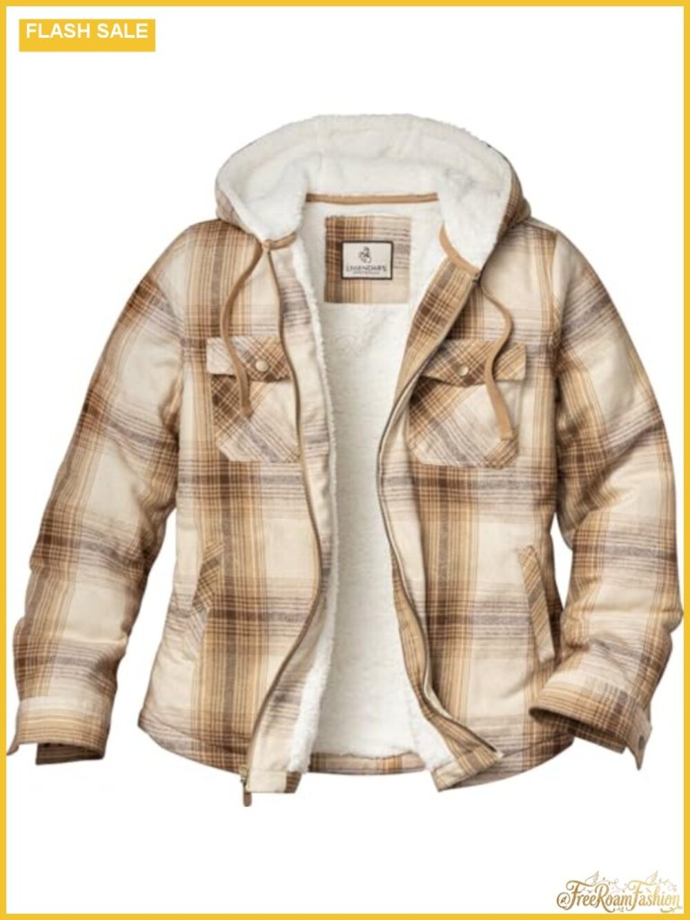 Berber Lined Hooded Shacket Faux Fur Plaid Shirt Jacket